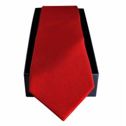 Coffret cravate slim rouge homme en soie avec pochette, boutons de manchette et pince à cravate
