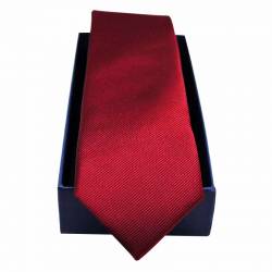 Coffret cravate slim bordeaux en soie avec pochette, boutons de manchette et pince à cravate