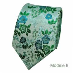 Cravate fleurie vert d'eau à motifs bleu et vert - Modèle 8