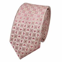 Cravate slim rose clair à motifs géométriques