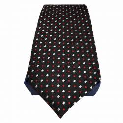 Coffret cravate noire à motifs rouge et blancs en soie, boutons de manchette et pochette de costume