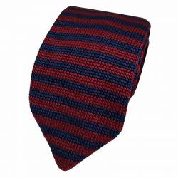 Cravate en maille de tricot à rayures bleu marine et bordeaux