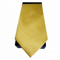 Cravate dorée en coffret avec pochette de costume et boutons de manchette