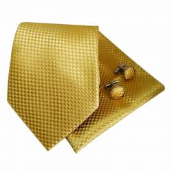 Ensemble de cravate couleur or,  boutons de manchette et pochette de costume