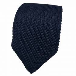 Cravate en maille de tricot bleu foncé à bout pointu