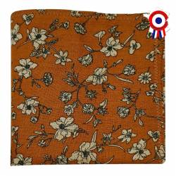 Pochette de costume marron camel à fleurs