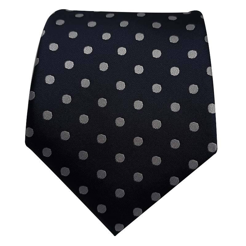 Cravate bleu nuit très foncé à pois blancs