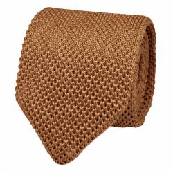 Cravate en maille de tricot beige camel