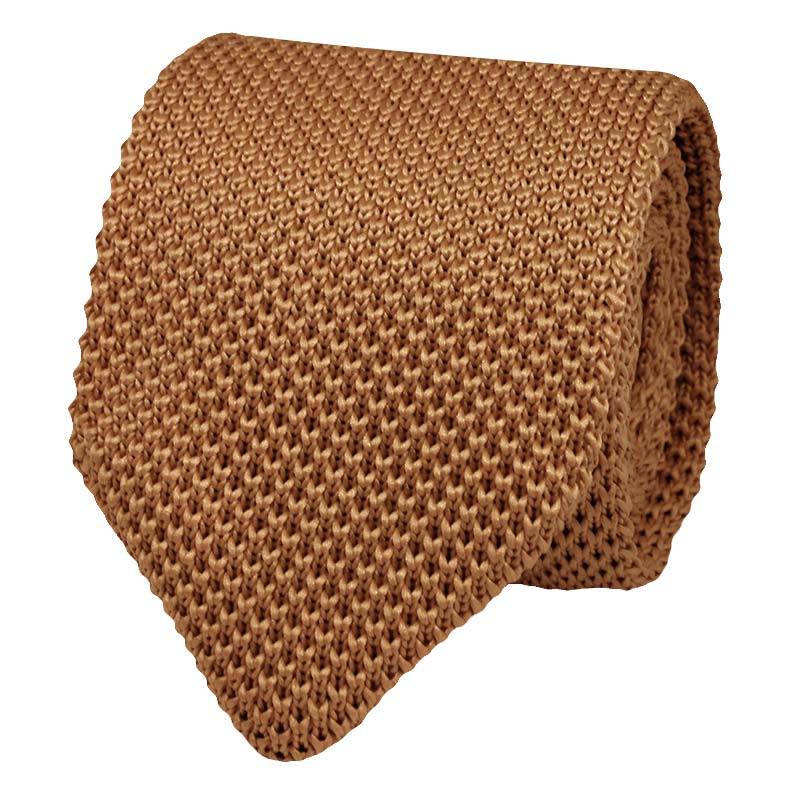 Cravate en maille de tricot beige camel