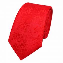 Cravate rouge homme en soie - Cravate de luxe à broderie fleurie