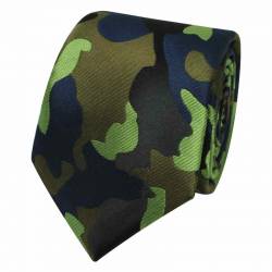 Cravate militaire fantaisie en camouflage kaki, noir, bleu marine et marron