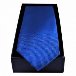 Coffret cravate slim bleue en soie avec pochette de costume, boutons de manchette et pince à cravate